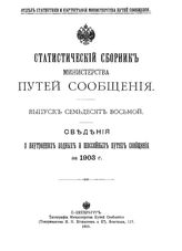 Статистический сборник Министерства путей сообщения. Вып. 78 : Сведения о внутренних водных и шоссейных путях сообщения за 1903 г.. - СПб., 1905.